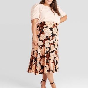Who What Wear Floral Slit Skirt